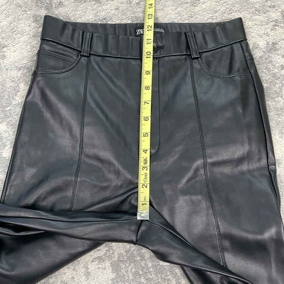 Zara Vegan Faux Leather High Rise Pants Skinny Legging Sz M - Picture 10 of 16